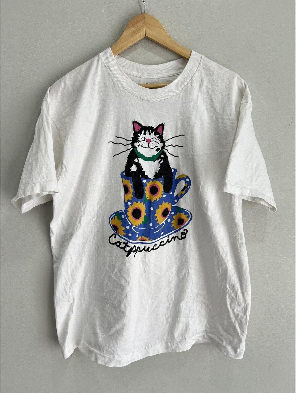 Vintage Catppuccino Tee Shirt Cat Animal Cappuccino humor